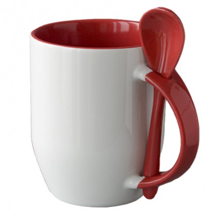 Modèles des mug cuillère bicolore rouge à personnalisé
