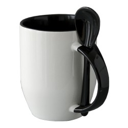 Modèles des mug cuillère bicolore noir à personnalisé