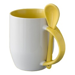Modèles des mug cuillère bicolore jaune à personnalisé