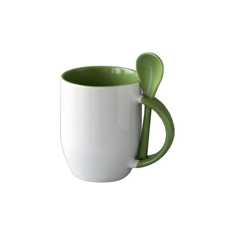 Modèles des mug cuillère bicolore vert à personnalisé