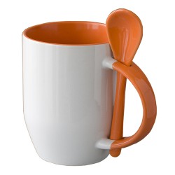 Modèles des mug cuillère bicolore orange à personnalisé