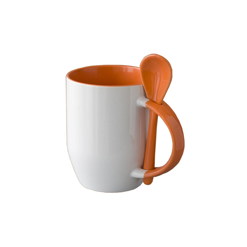 Modèles des mug cuillère bicolore orange à personnalisé