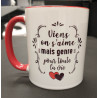 Mug rouge "Viens on s'aime"